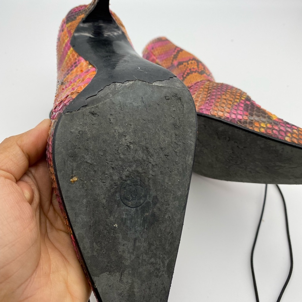 Chanel Multicolored Python Tie Up Shoes - image 7